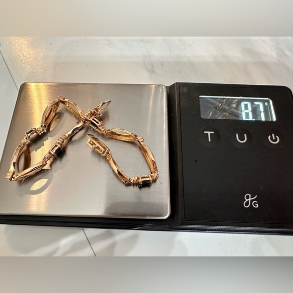 DL Gold Over Sterling Silver & Genuine Tested Sapphire Bracelet 7.25’ EUC 4115 B - Picture 14 of 15